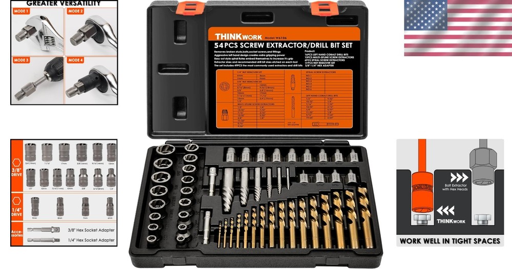 Easy Out Screw Extractor Kit, Left Hand Drill Bit Set