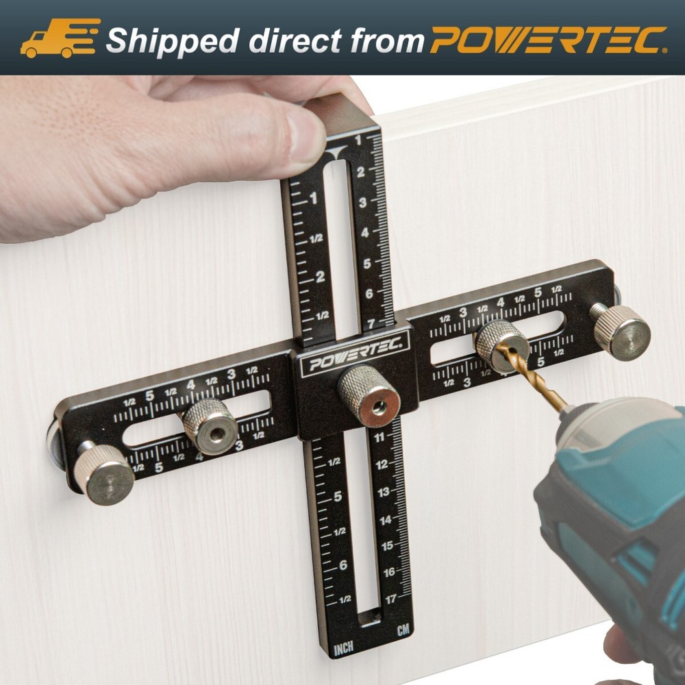 POWERTEC 72186 Cabinet Hardware Jig for Knobs, Handles & Pulls, 1PK