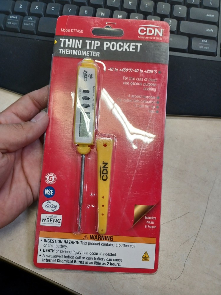 CDN DTT450 ProAccurate Thin Tip Yellow Thermometer SEALED