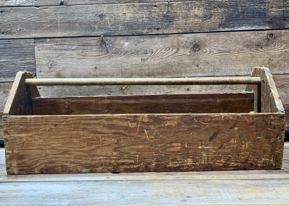 Old Pine Wood Toolbox, Carpenters Caddy, 33"