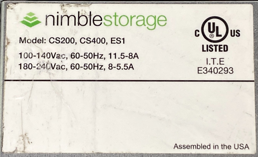 Nimble Storage CS200 16-Bay Storage Array CS260 w/ Power Cords, 2x PSU (As Is)