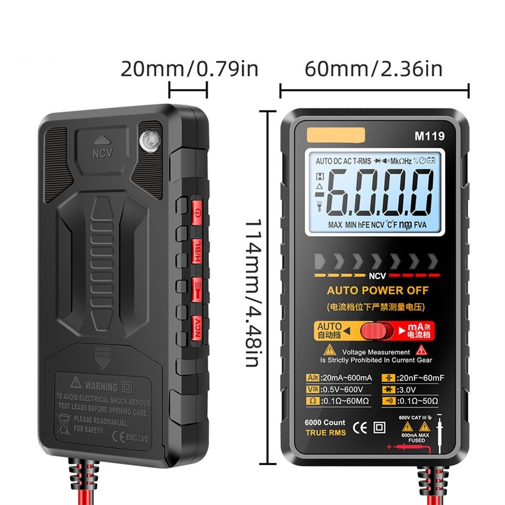 M119 6000 Count Digital Meter with Flashlight for Convenience During Testing
