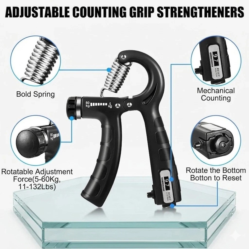 Hand Grip Strength Trainer Adjustable Gripper Forearm Exerciser Gym Workout