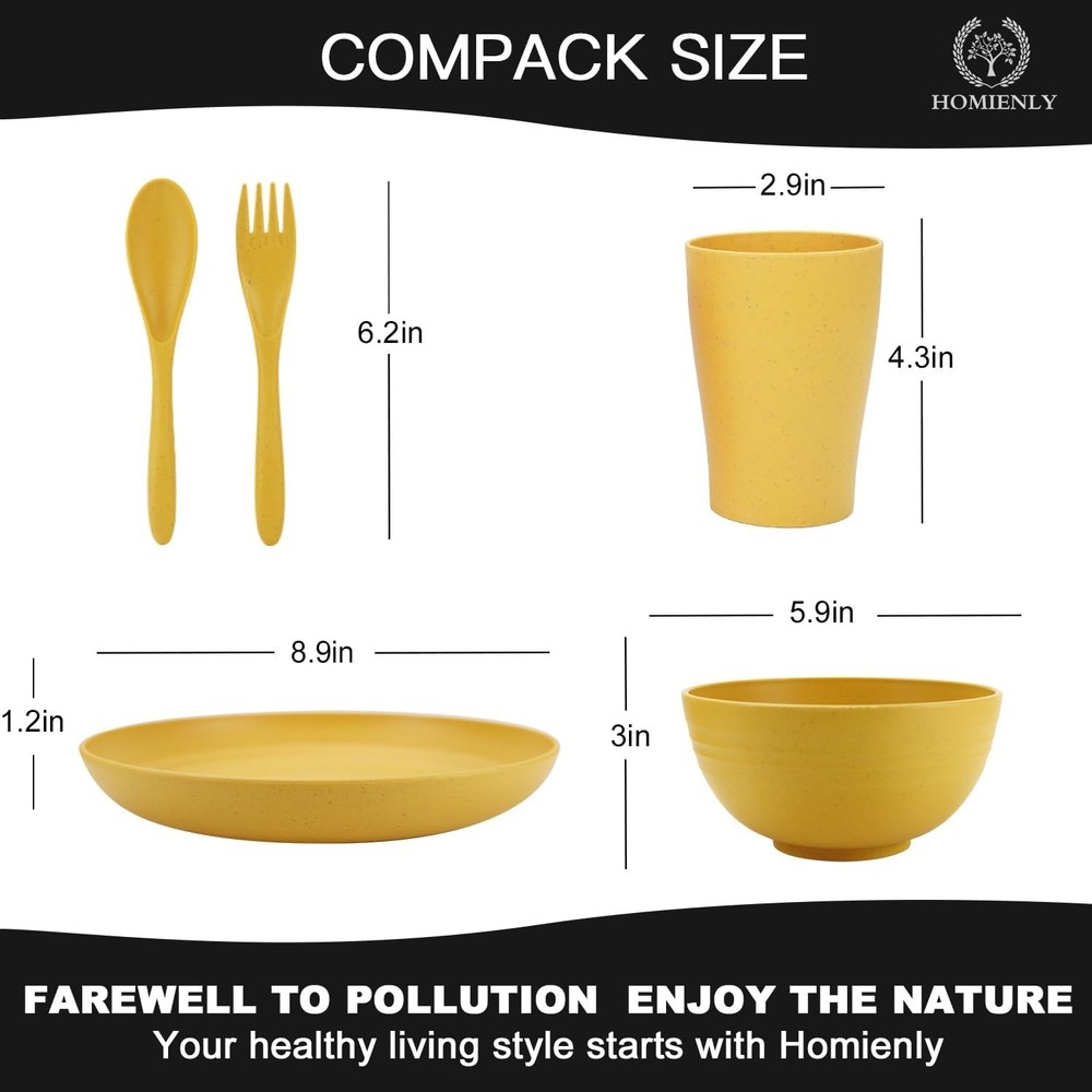 Wheat Straw Dinnerware Sets, 20pcs Unbreakable Microwave Dishwasher Safe Tablewa