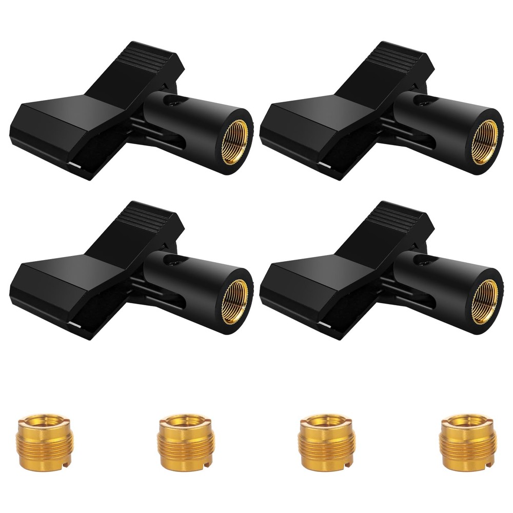 4 Pack Universal Adjustable Mic Clips for Stands, Wireless Microphone Holder