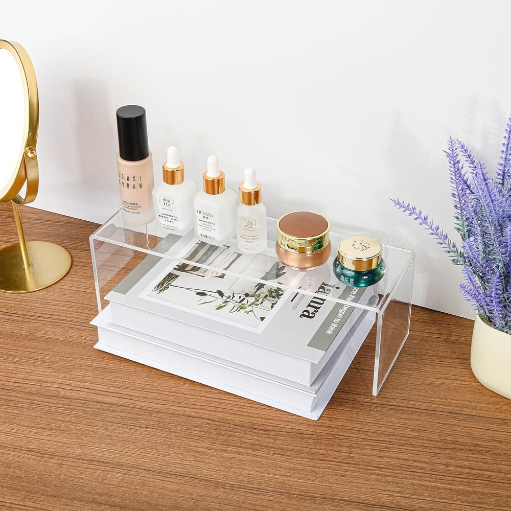 3-Pack Clear Acrylic Display Risers - Rectangular Tiered Stands Clear-Large