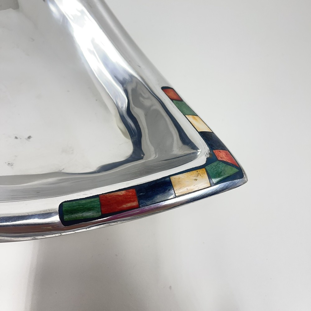 Mikasa Carnival Triangular Bowl DPK01-738 Silver Center Piece Dish Tray