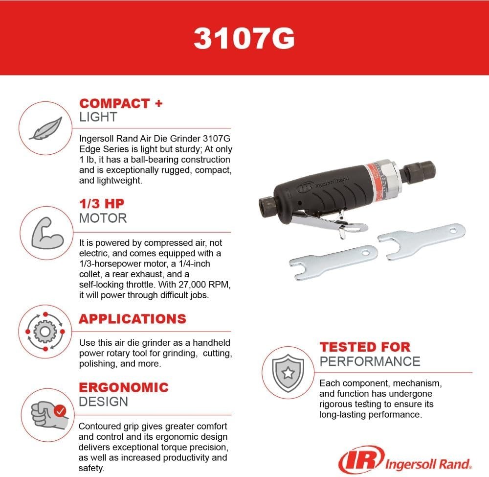 Durable Straight Air Die Grinder - Contoured Grip