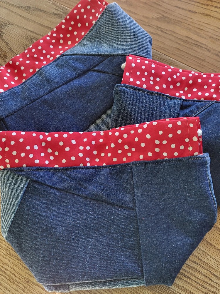 Recycled denim drawstring bag, Upcycled Drawstring, small project bag
