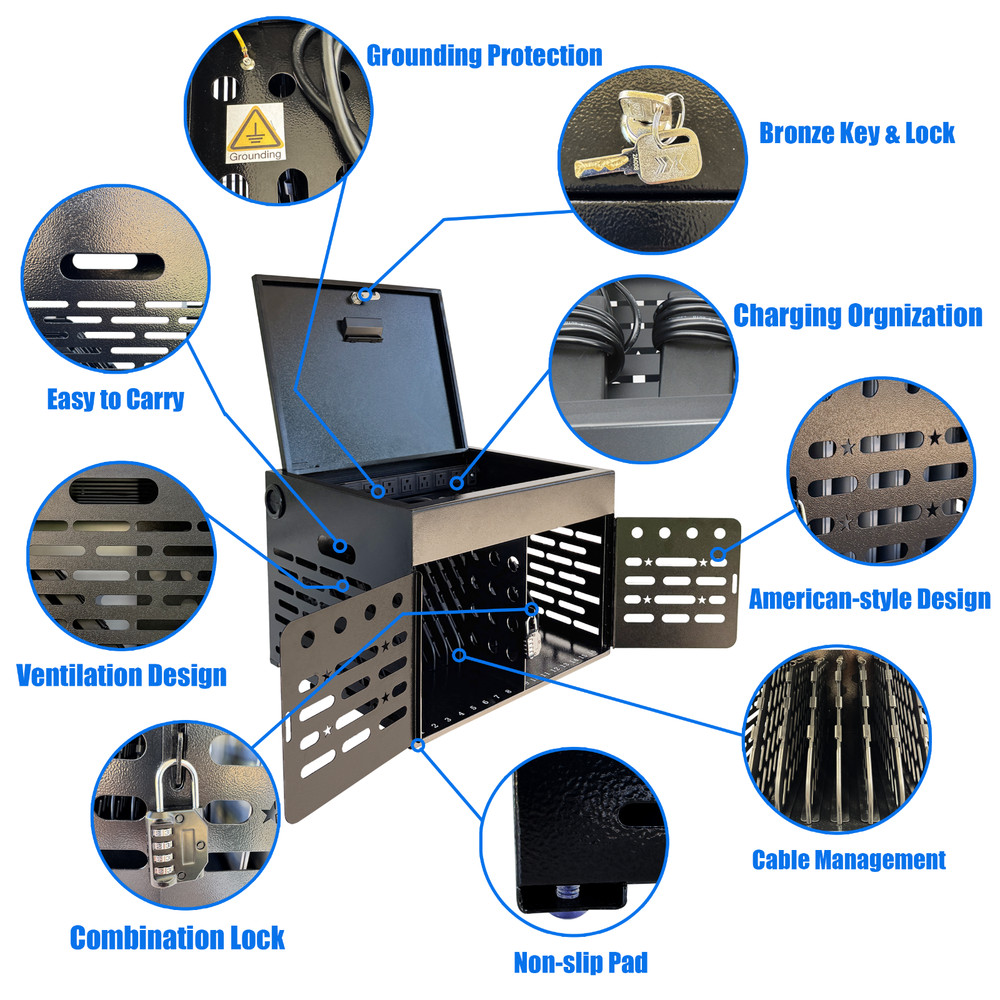16-Device Charging Cabinet with Combination Lock