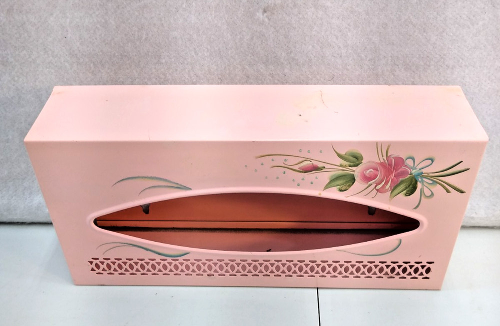 Vintage MCM Tolware Painted Metal Tissue Box