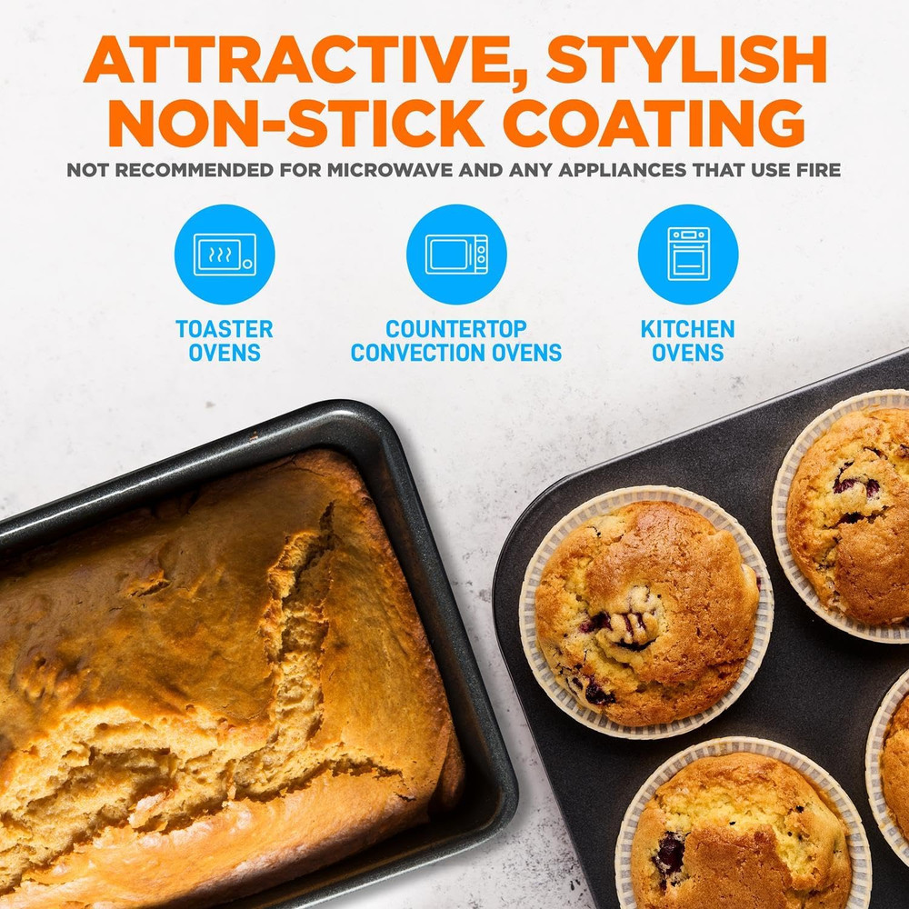8-Piece Nonstick Stackable Bakeware Set - PFOA, PFOS, PTFE Free Baking Tray Set