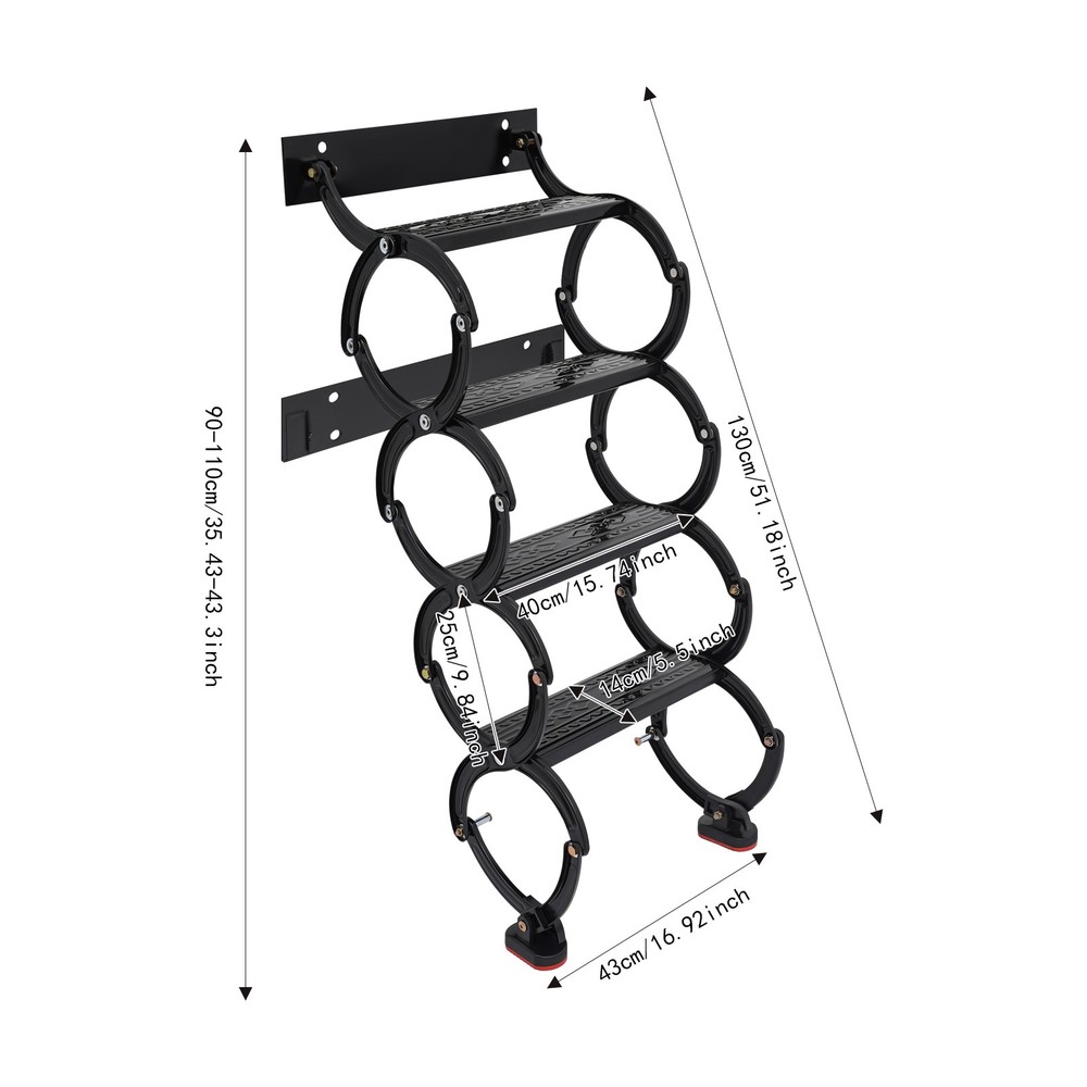 4 Steps Wall Mounted Attic Ladder, Pull Down Telescoping Step Ladder, Black New