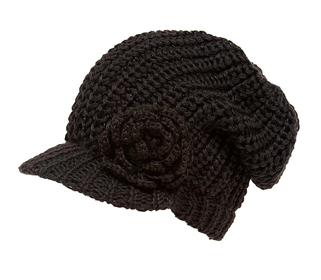 Cap - Knitted Beanie Visor w/ Floppy Crown - Brown - HT-H1295BR