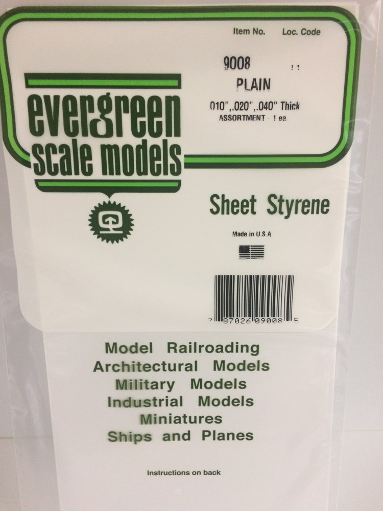Evergreen Scale Models Styrene Sheet Plain 6 x 12in Assortment 9008