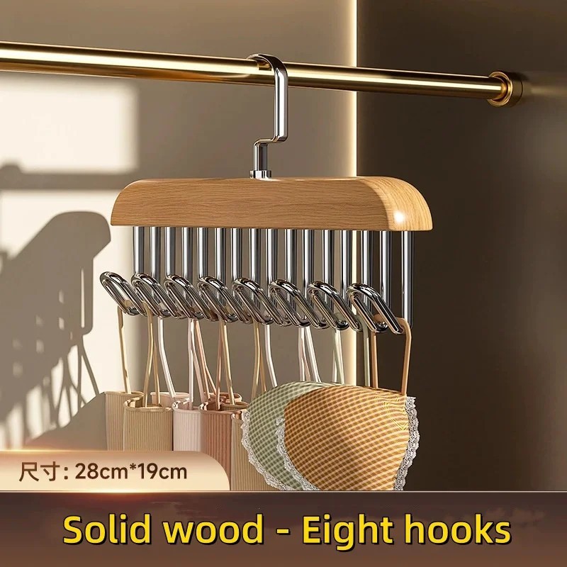 WOODEN SLING HANGER ORGANIZER WITH MULTIPLE HOOKS – SPACE SAVING CLOSET RACK