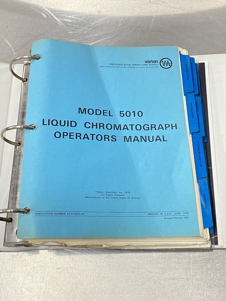 Varian 5010 Liquid Chromatograph - Users Guide / Manual