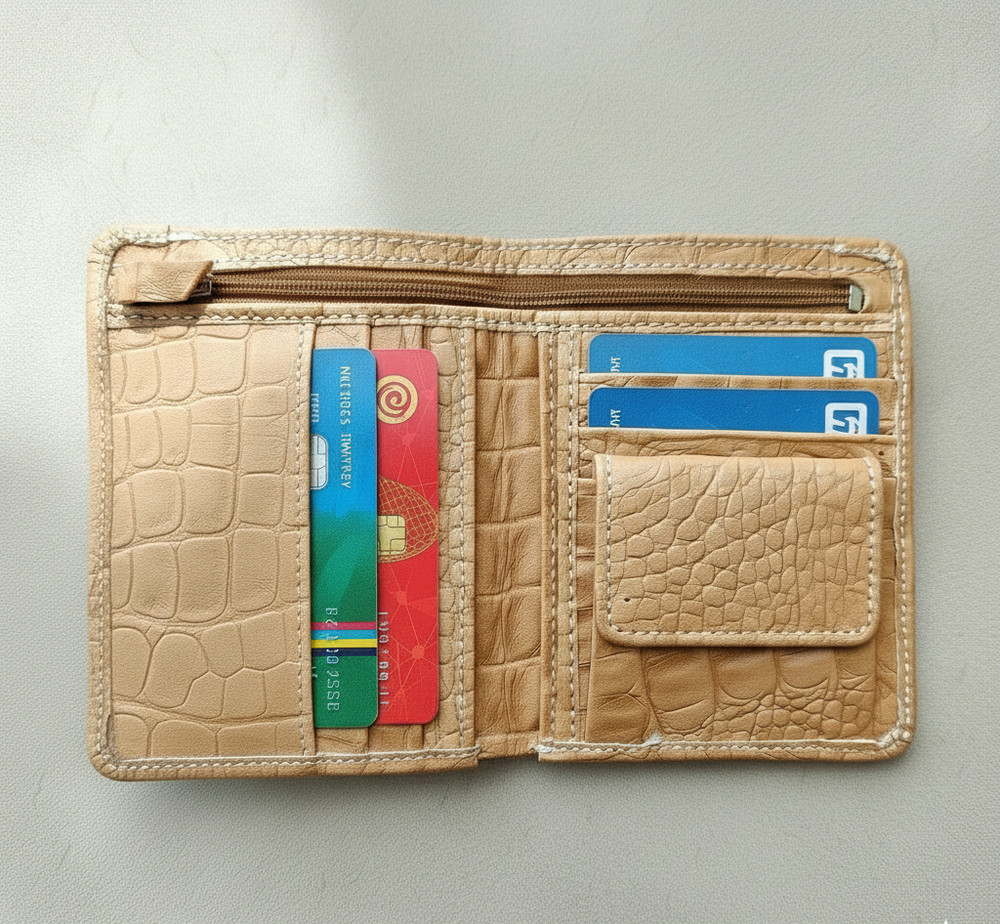 Handmade Crocodile Leather Bifold Wallet Pattern for Men - Coin Pockets