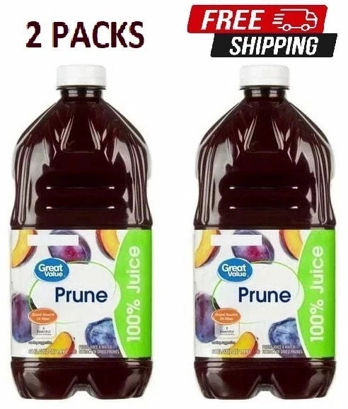 Great Value 100% Prune Juice, 64 fl oz (2 pack)