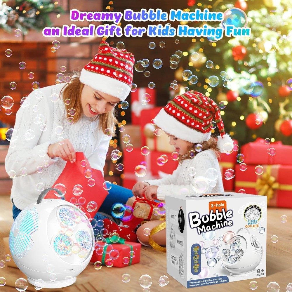 Bubble Machine for Kids Toddlers,45°/360° Auto Rotatable Spherical Bubble Maker