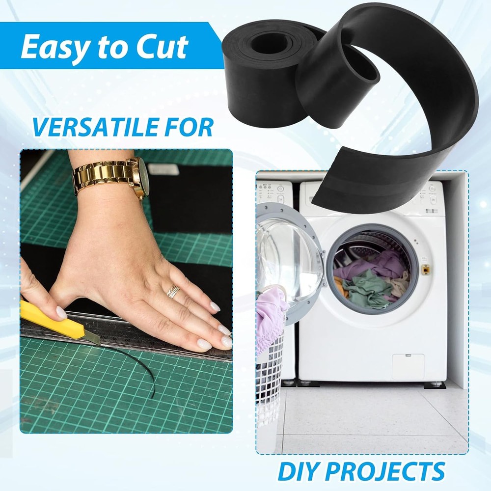 2 Rolls Rubber Sheet, 1/4" Thick X 4" Wide X 10' Long Solid Rubber Strips Roll..