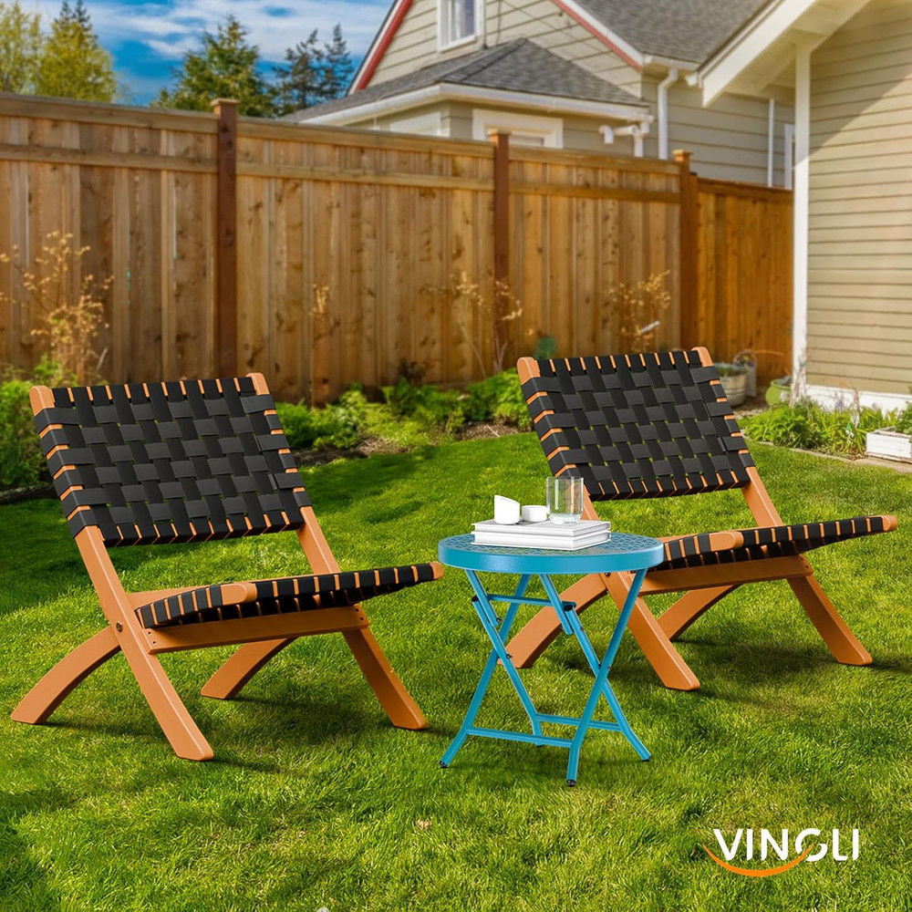 Patio Folding Side Table, Small Outdoor Table with Everlasting Floral Pattern an