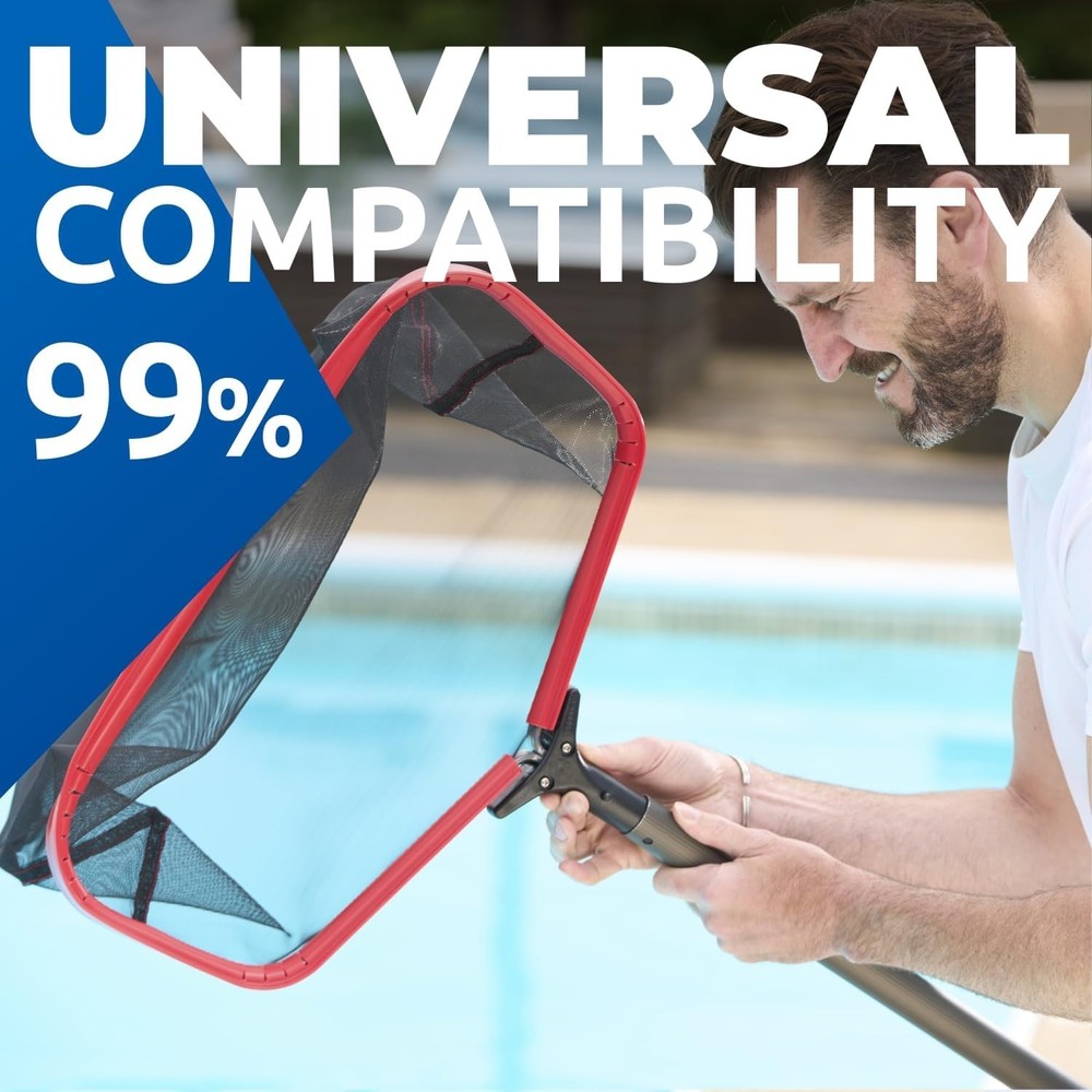 ProTuff 19" Pool Skimmer Net with Aluminum Handle & Deep Mesh Fast Cleaning