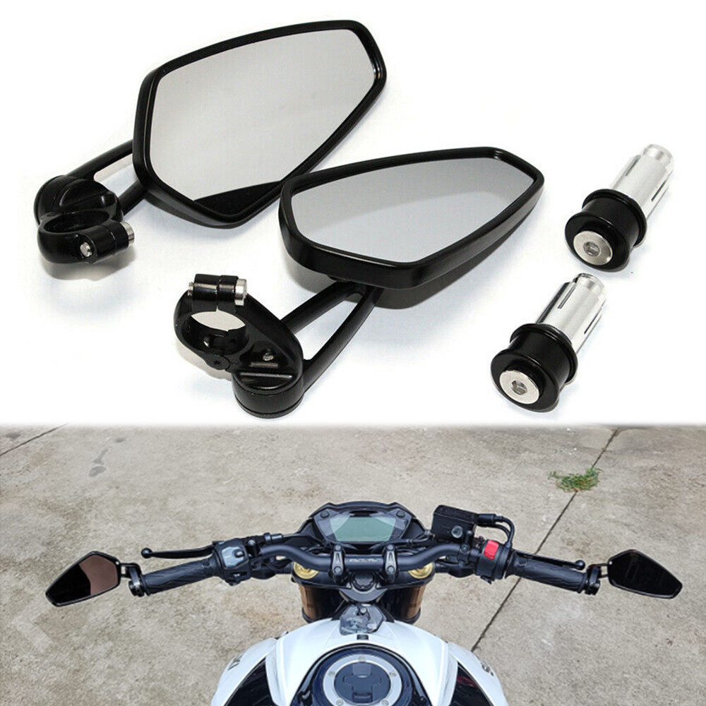 Universal Black CNC Handle Bar End Rear View Side Mirror 7/8" Motorcycle Custom
