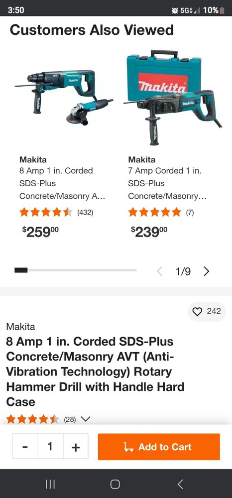 Makita Hr2641 SDS Hammerdrill 6 Concrete Bits