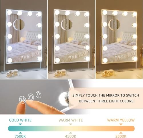 Lighted Makeup Mirror Hollywood Mirror Vanity Makeup Mirror with Light A-white