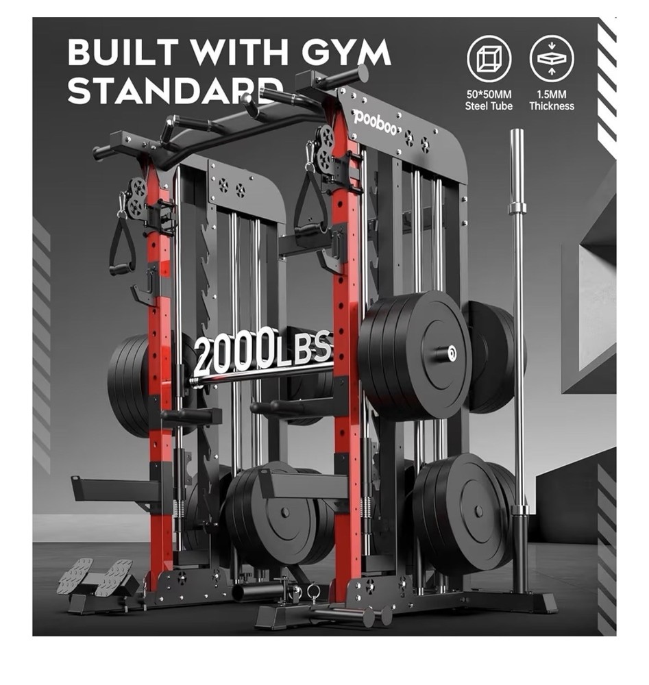 Multifuntional Machine Power Cage, 2000LBS Squat Rack, LAT-Pull Down System