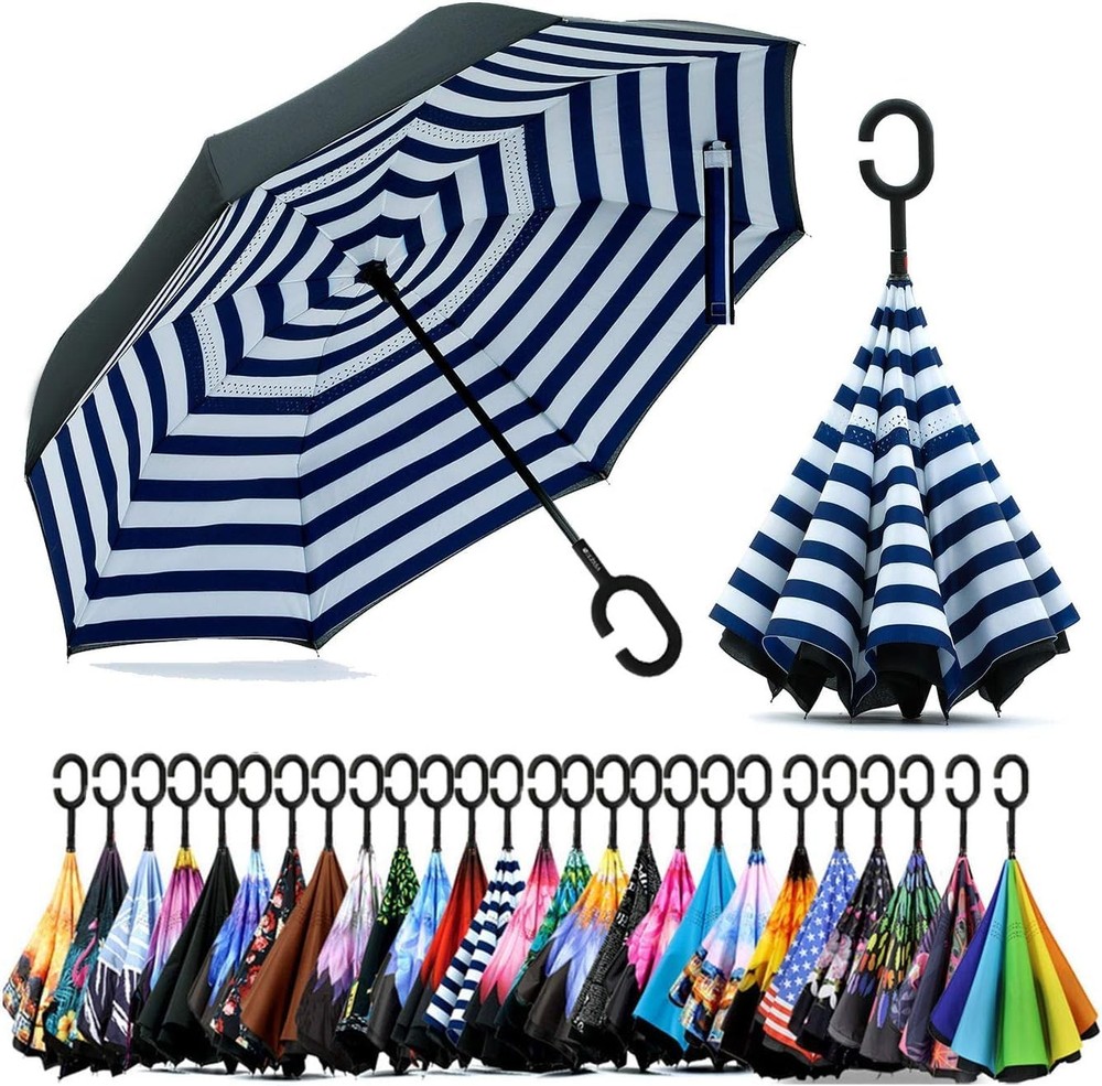 49/56 Inch Inverted Reverse Upside Down Umbrella Extra Large Double Canopy