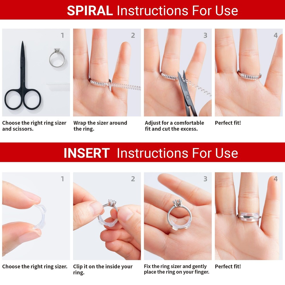 Omilly Ring Sizer Adjuster for Loose Rings - 12 Sizes, 2 Styles (Ring...