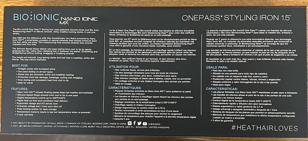 Bio Ionic Nano Ionic MX OnePass Styling Iron1.5"