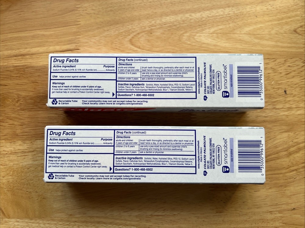 2 PACK Colgate Max Fresh Advanced Whitening Toothpaste Clean Mint 6.3 oz