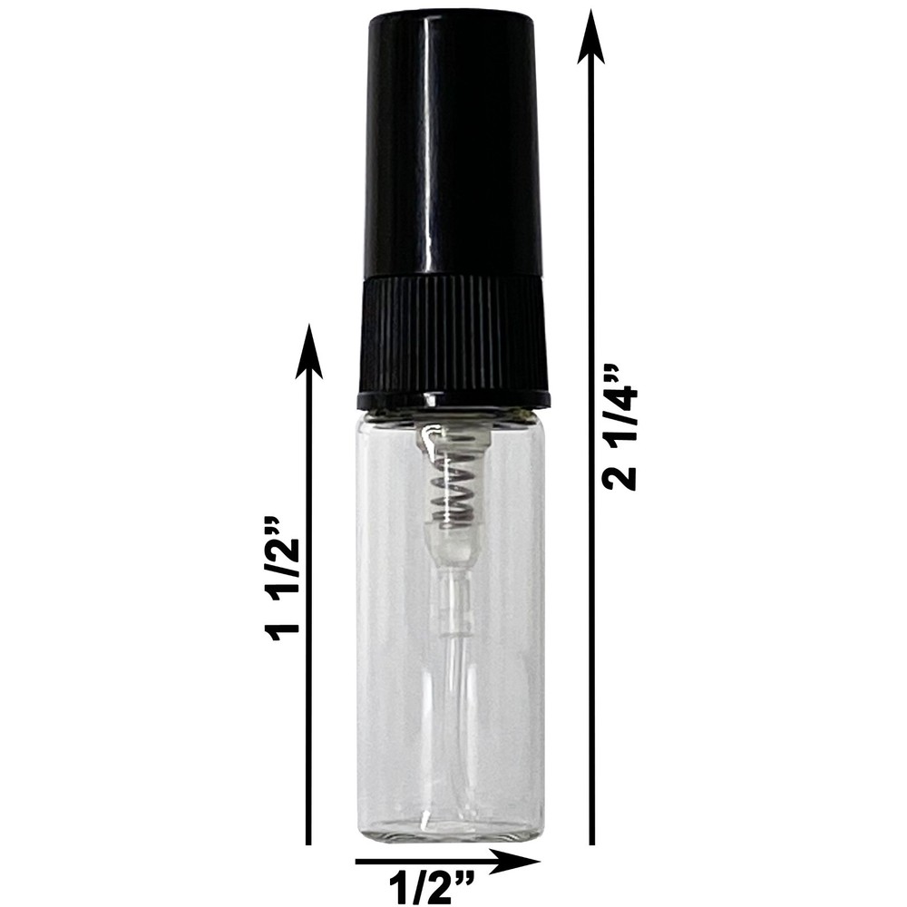 3ml 0.1oz Empty Perfume Clear Glass Mini Spray Bottles Black Atomizer Refillable