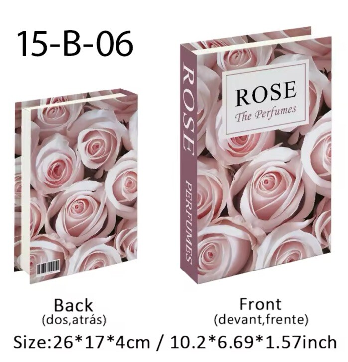 Rose Book with Hidden Storage Fake Book