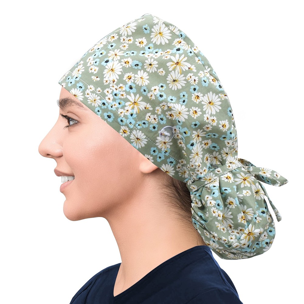 Adjustable Working Cap Button Cotton Hat Sweatband Ponytail Pocket Elastic New