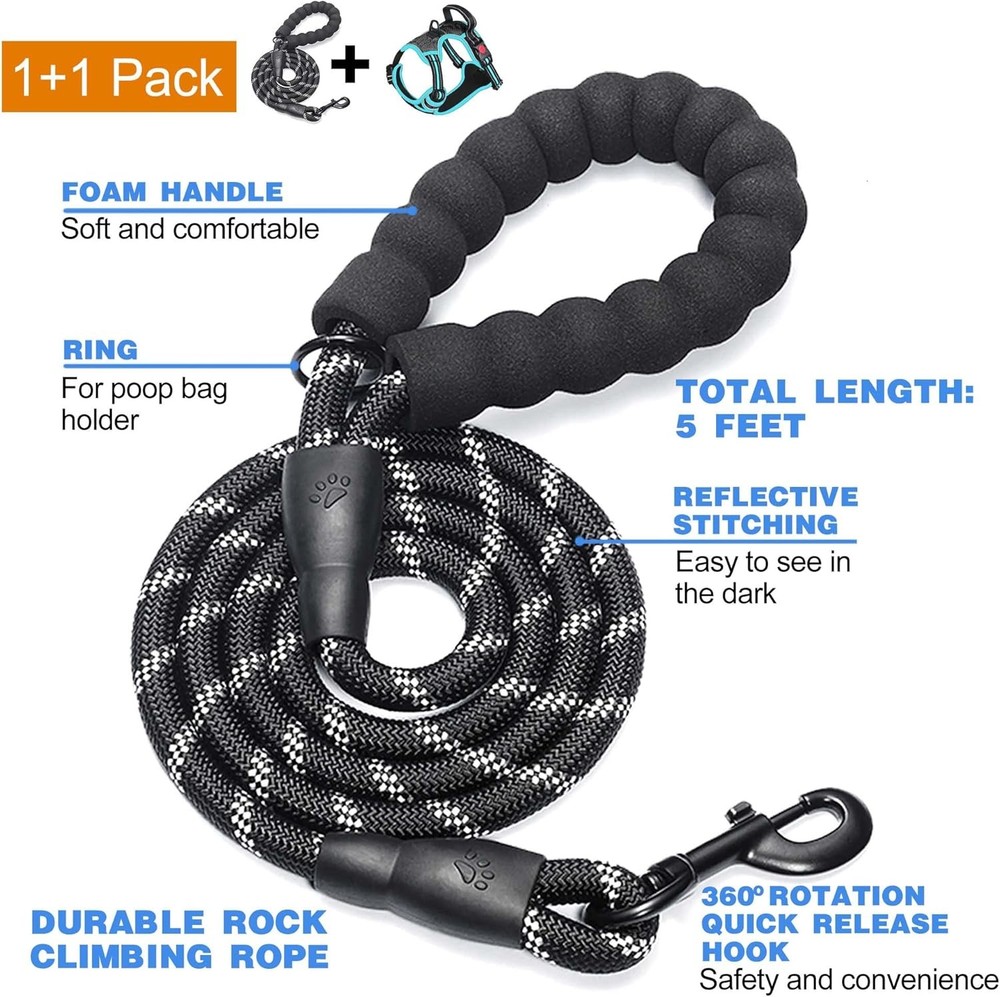 No-pull harness with a complimentary 5-foot heavy-duty leash
