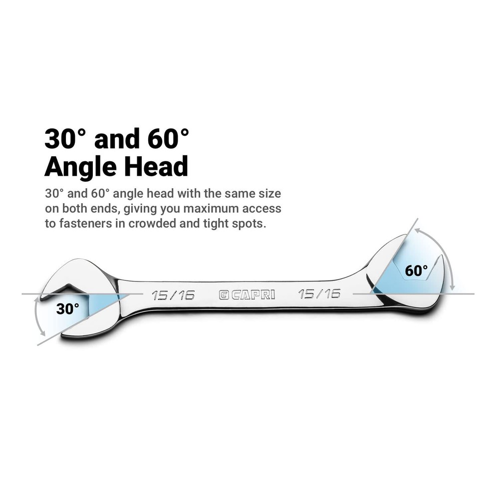 7/16 in. Angle Open End Wrench 30° and 60° angles SAE