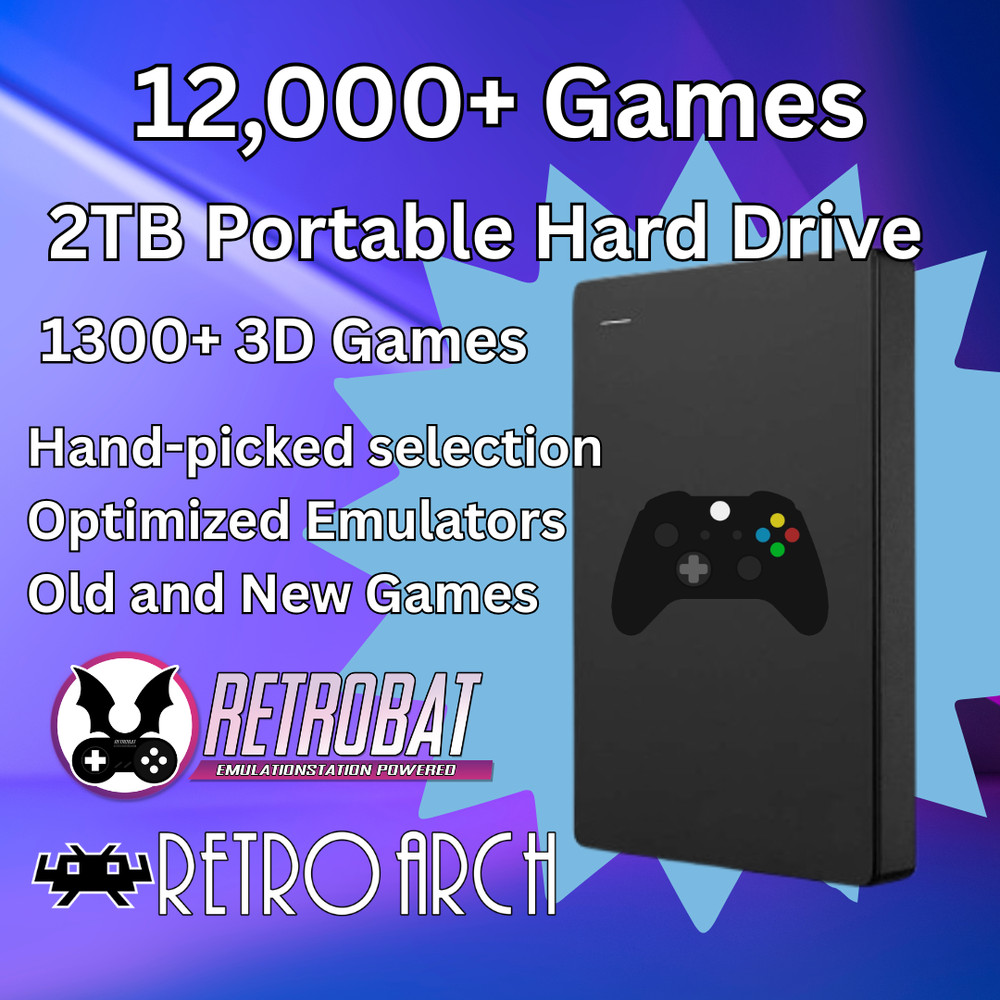 2TB External Hard Drive - Portable Retro Gaming Collection - RetroBat Windows PC