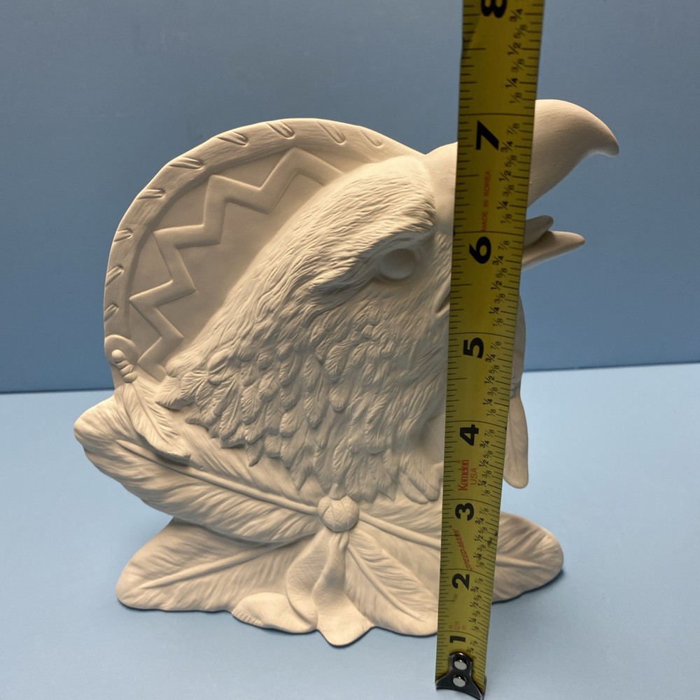 Ceramic Bisque Eagle Shield With Feathers Ready To Paint.Would Make Great Gift