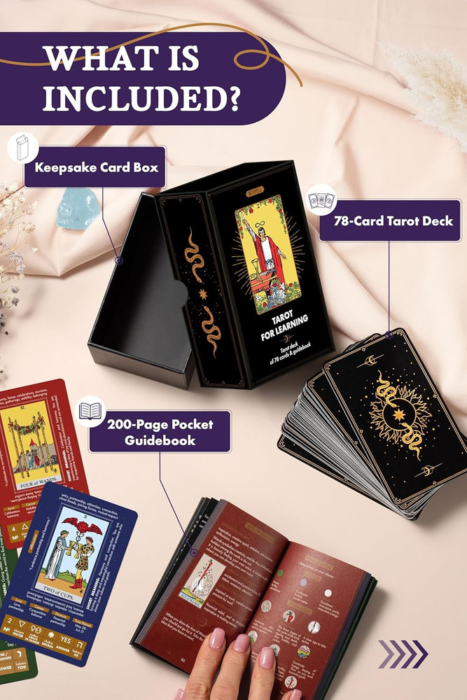 Tarot for Learning - Tarot Cards with Meanings on Them - Beginner Tarot Deck wit