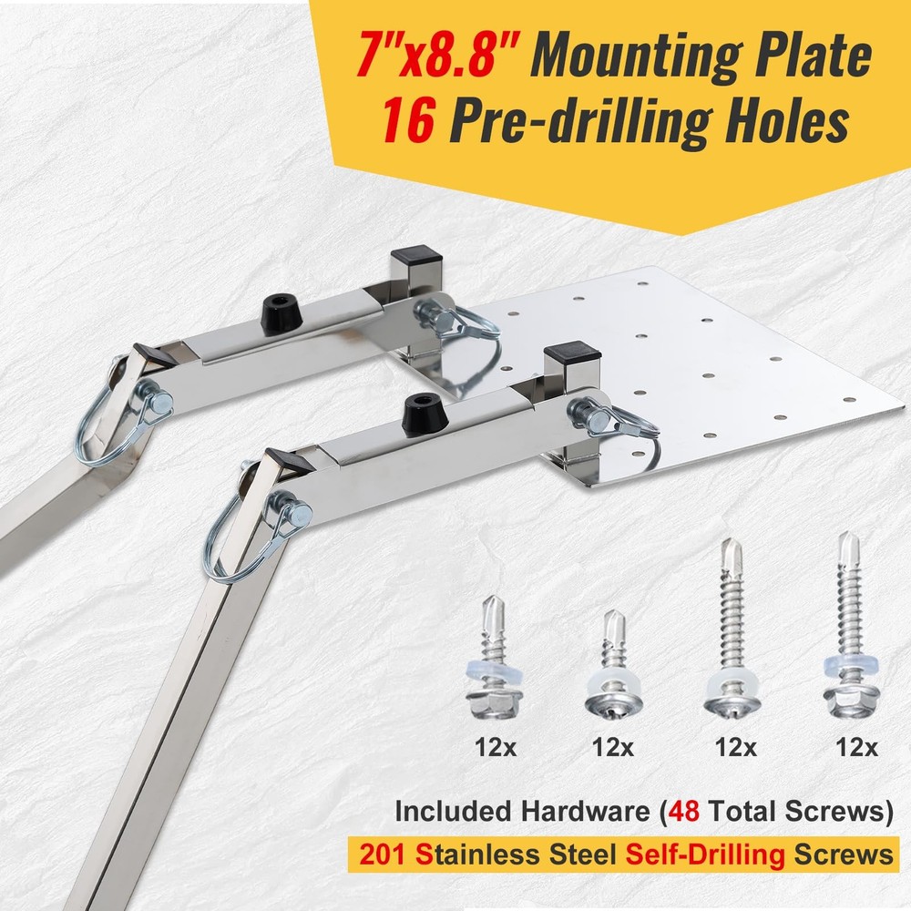 Tailgate Ladder for Pickup Trucks Bed Universal Fit - Non-Foldable, Silver