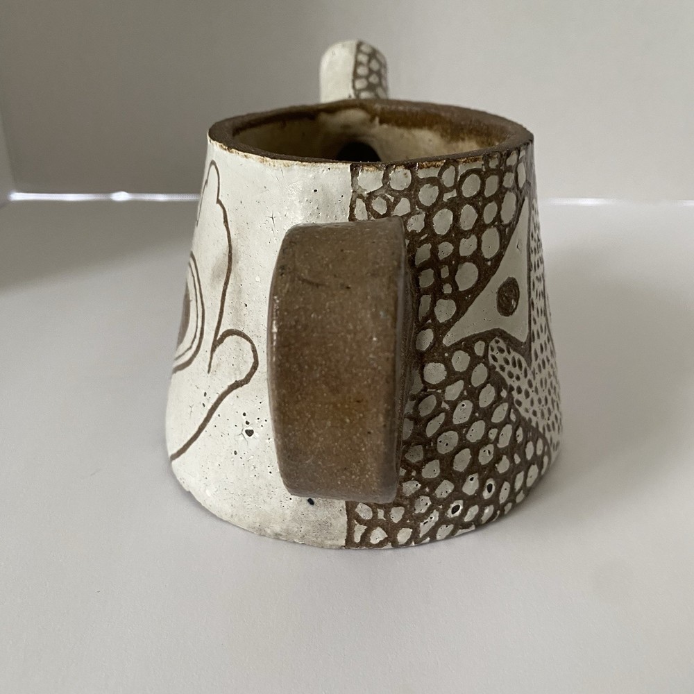 Studio Pottery Pitcher - Abstract Design - Open Hands Heart
