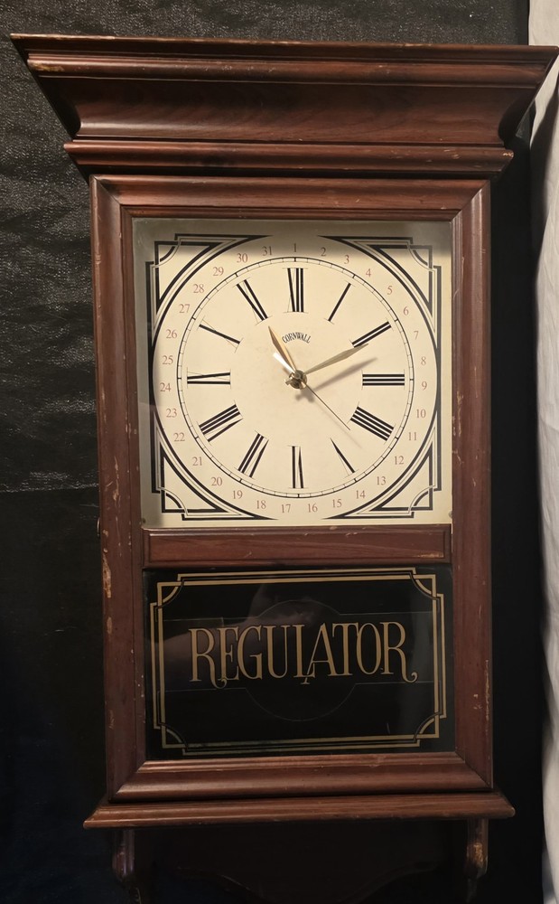 Vintage Cornwall Regulator Wood Wall Clock. case and chimes.