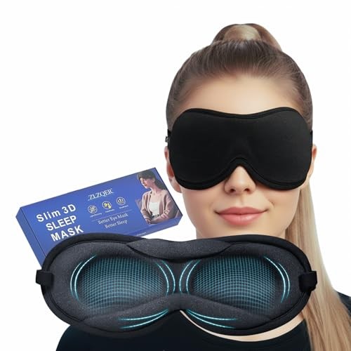 Ultra-Thin 3D Sleep Mask – Precision-Fit Light-Blocking Eye Mask for Side Black