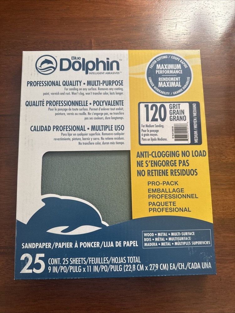 Blue Dolphin 120 Grit Sandpaper 25 Sheets
