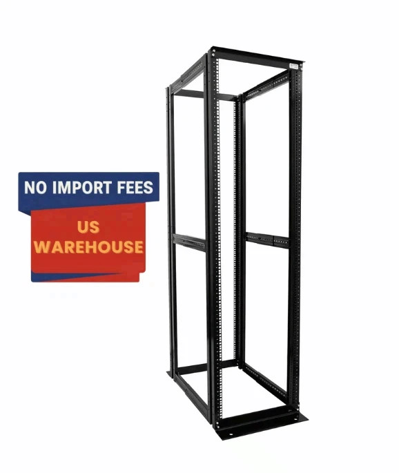 42U 4-Post Server Rack 19" Adjustable Depth 22-34" Open Frame 950LB Black FS USA