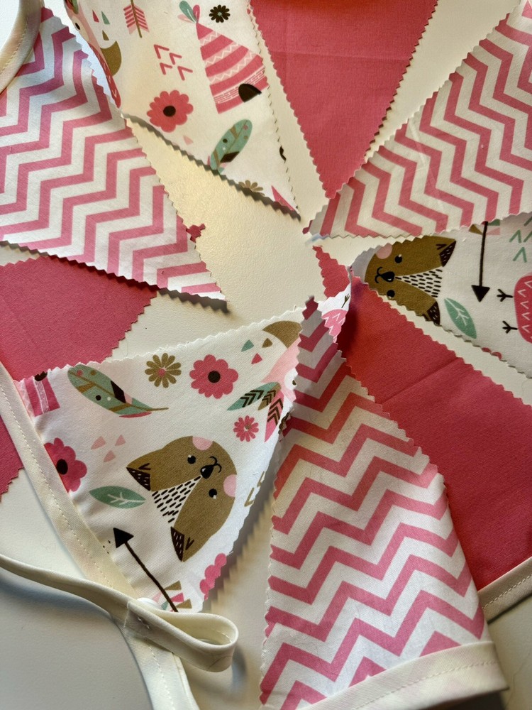 Handmade Cotton Bunting, Pink - 2 Meters Single Sided